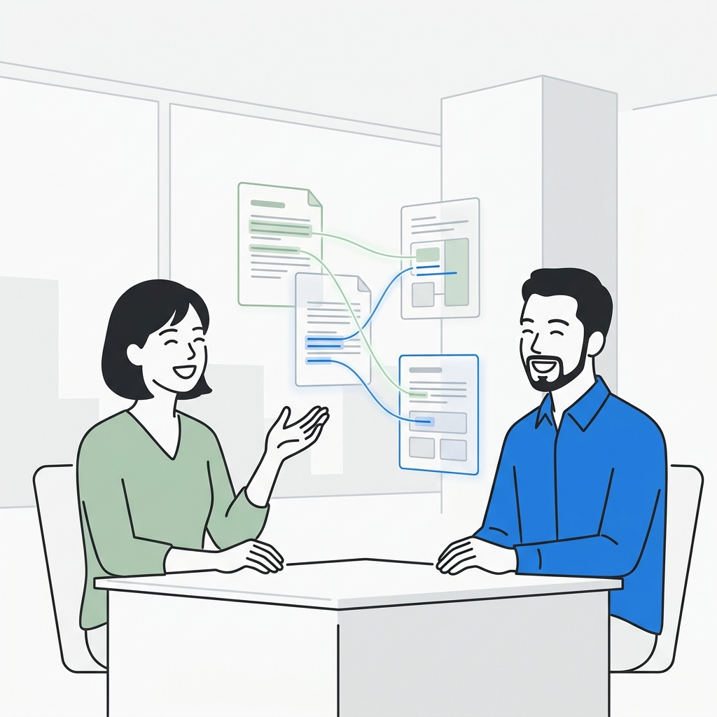 DahTahDoc 協作空間操作介面預覽 - 展示雙向錨點與實時同步功能的現代化編輯器